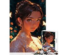 Rompecabezas de 1000 Piezas para Adultos diseño de Cheongsam Dorado Mariposas Princesas Juguetes antiestrés Regalos de cumpleaños Juegos Familiares colección de Artistas Bellas Artes tamaño 50x75cm