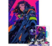 Rompecabezas de 1000 Piezas para Adultos diseño de Chica Anime Cyberpunk Juguetes educativos Juego Familiar decoración Perfecta Regalo de cumpleaños (tamaño 38x52cm)
