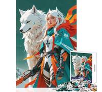 Rompecabezas de 1000 Piezas para Adultos diseño de Chica Anime Lobo guardián Juguete para decoración de Pared Regalo Divertido Juego de ingenio difícil y desafiante tamaño 50x75cm