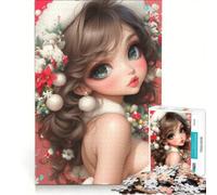 Rompecabezas de 1000 Piezas para Adultos, diseño de Chica Anime navideña, Juegos Familiares, decoración Perfecta, cumpleaños y Navidad 50x75cm