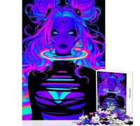 Rompecabezas de 1000 Piezas para Adultos diseño de Chica ciberpunk de neón decoración del hogar Juguetes Regalo de cumpleaños Juego práctico Actividades Divertidas en casa tamaño 38x26cm