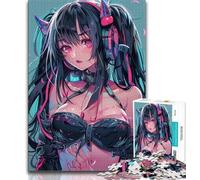 Rompecabezas de 1000 Piezas para Adultos, diseño de Chica de Anime con Auriculares, Juegos educativos, decoración del hogar, Ideal para Escritorio (tamaño 38x26cm)