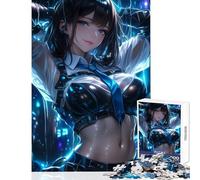 Rompecabezas de 1000 Piezas para Adultos diseño de Chica de Anime en Azul y Negro bajo la Lluvia Juguete para decoración de Pared Regalo de Amigo Secreto Juegos relajantes con Piezas de Formas