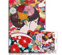 Rompecabezas de 1000 Piezas para Adultos, diseño de Chica Japonesa con Flores, Manga, Juego Educativo Familiar, decoración Perfecta, Regalo de cumpleaños, tamaño 38x26cm