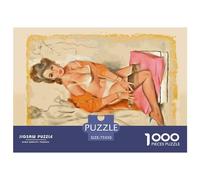 Rompecabezas de 1000 Piezas para Adultos, diseño de Chica Pin-up Vintage, Cuadrado, de Madera, para Adultos y Adolescentes, decoración del hogar, 1000 Piezas (75 x 50 cm)