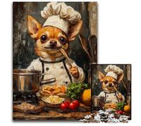 Rompecabezas de 1000 Piezas para Adultos, diseño de Chihuahua cocinando, de cartón, Juguete Educativo Intelectual descomprimible, Buen Regalo para Adultos y Adolescentes, 26x38cm