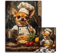 Rompecabezas de 1000 Piezas para Adultos, diseño de Chihuahua cocinando, Rompecabezas de Madera para decoración del hogar, Juguete desafiante para la Familia, Noches de Juegos, 50x75cm