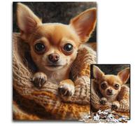 Rompecabezas de 1000 Piezas para Adultos, diseño de Chihuahua, de cartón, Juego Interactivo Familiar, Apto para Mayores de 14 años, 26x38cm