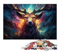 Rompecabezas de 1000 Piezas para Adultos diseño de Ciervo Sagrado en el Bosque de fantasía cumpleaños o de Pared (38 x 26 cm)