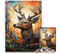 Rompecabezas de 1000 Piezas para Adultos, diseño de Ciervos, Arte psicodélico, Rompecabezas imposibles para Adultos, decoración del hogar, Regalo, Juego de ingenio, 50x75cm/19,68x29,52 Pulgadas