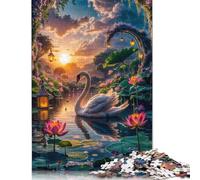 Rompecabezas de 1000 Piezas para Adultos, diseño de Cisne en el Lago divino, de Madera, difícil de superar, 1000 Piezas (75 x 50 cm)