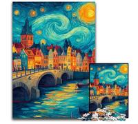 Rompecabezas de 1000 Piezas para Adultos, diseño de Ciudad bajo el Cielo Nocturno, Ideal para el hogar, la Sala de Estar y la Oficina, 50x75cm