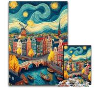 Rompecabezas de 1000 Piezas para Adultos, diseño de Ciudad bajo el Cielo Nocturno, Ideal para el hogar, la Sala de Estar y la Oficina, 50x75cm