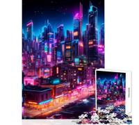 Rompecabezas de 1000 Piezas para Adultos diseño de Ciudad de neón cumpleaños Juegos relajantes interacción Entre Padres e Hijos tamaño 50x75cm