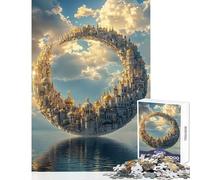 Rompecabezas de 1000 Piezas para Adultos diseño de Ciudad en Forma de Media Luna Flotante sobre el mar Paisaje Urbano Juguete para decoración de Pared Regalo de cumpleaños Juego práctico Que Mejora