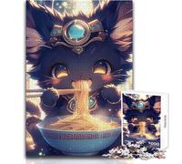 Rompecabezas de 1000 Piezas para Adultos, diseño de Cleopatra Cat Ramen, Ideal para Momentos de Tranquilidad y Ocio, Troquelado de precisión Premium, tamaño 50x75cm
