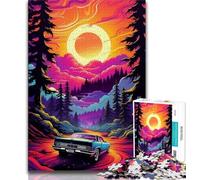 Rompecabezas de 1000 Piezas para Adultos diseño de Coche de neón en la Naturaleza para Adolescentes 1000 Piezas para Entrenar tu Cerebro y Tus Manos Regalo de cumpleaños 38x26cm