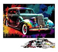 Rompecabezas de 1000 piezas para adultos, diseño de coche deportivo clásico colorido, rompecabezas imposibles para adultos, decoración del hogar, regalo, juego de ingenio, 26x38cm/10,23x14,96 pulgadas