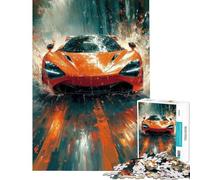 Rompecabezas de 1000 Piezas para Adultos diseño de Coche Deportivo Naranja Juegos Divertidos y Originales Regalos Divertidos y con Humor para Amigos y Familiares (tamaño 38x26cm)