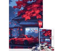 Rompecabezas de 1000 Piezas para Adultos diseño de Coche Rojo en una Calle Japonesa Juguetes antiestrés Regalo de cumpleaños Juego práctico difícil y desafiante tamaño 50x75cm