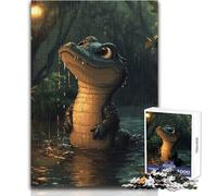 Rompecabezas de 1000 Piezas para Adultos, diseño de cocodrilo bajo la Lluvia, Ideal para Relajarse, con un Tacto Suave, Ajuste Estable y Corte preciso Tamaño del Juguete: 38x52cm