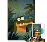 Rompecabezas de 1000 Piezas para Adultos,diseño de cocodrilo de Dibujos Animados en la Jungla,Juguete Decorativo para Construir,Juego de Paz,Regalo de cumpleaños (50x75cm)