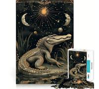 Rompecabezas de 1000 Piezas para Adultos,diseño de cocodrilo Grande,Cartas de Tarot,Arte de Corte Fino,Juego Mental,Regalo para Momentos de Tranquilidad,Regalo Divertido de cumpleaños (38x52cm)