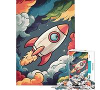 Rompecabezas de 1000 Piezas para Adultos diseño de Cohete Espacial con Nubes difícil y desafiante Ideal para la diversión Familiar Juegos Divertidos para Mayores de 14 años 50x75cm