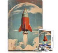 Rompecabezas de 1000 Piezas para Adultos, diseño de Cohete Espacial Vintage, Relajante, Suave, para Actividades de Ocio, Corte Fino y Suave, tamaño 38x26cm