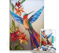 Rompecabezas de 1000 Piezas para Adultos, diseño de colibrí de Cristal Juegos relajantes, Actividades Divertidas para Hacer en casa y Fortalecer el Amor en Pareja 38x52cm