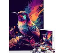 Rompecabezas de 1000 Piezas para Adultos diseño de colibrí en Colores neón Juguetes antiestrés Regalos para Mujeres y Hombres Juego Educativo interacción Entre Padres e Hijos tamaño 38x26cm