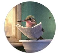 Rompecabezas de 1000 Piezas para Adultos, diseño de colibrí Leyendo periódico, Redondo, decoración del hogar, 67,5 x 67,5 cm