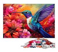 Rompecabezas de 1000 Piezas para Adultos, diseño de colibrí psicodélico de cartón, Ideal para decoración y Regalo de ingenio, 26x38cm/10,23x14,96 Pulgadas