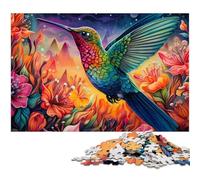 Rompecabezas de 1000 Piezas para Adultos, diseño de colibrí psicodélico, Rompecabezas de Alta dificultad para Adolescentes, 50x75cm/19,68x29,52 Pulgadas.