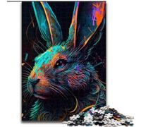 Rompecabezas de 1000 Piezas para Adultos, diseño de Conejo de Pascua Colorido, Hecho de Madera, Navidad y Año Nuevo, Regalo Festivo de 50x75cm para Juego Interactivo Familiar