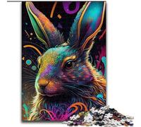Rompecabezas de 1000 Piezas para Adultos,diseño de Conejo de Pascua Colorido,Hecho de Madera Un Gran Regalo para la Familia 50x75cm Ideal para decoración del hogar,Entrenamiento Mental