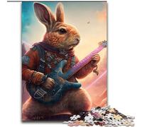 Rompecabezas de 1000 Piezas para Adultos, diseño de Conejo y Guitarra, de Madera, Ideal como decoración o Regalo de cumpleaños, 50x75cm, Ideal para Juegos interactivos Familiares