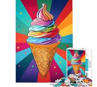 Rompecabezas de 1000 Piezas para Adultos diseño de Cono de Helado arcoíris Juguetes educativos Juegos Divertidos desafío difícil Regalos para Mujeres y Hombres (tamaño 75x50cm)