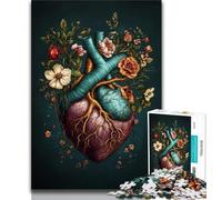 Rompecabezas de 1000 Piezas para Adultos, diseño de corazón Floral, Juegos educativos, decoración del hogar, Regalo de cumpleaños, Arte Mural (tamaño 38x26cm)