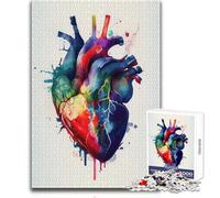 Rompecabezas de 1000 Piezas para Adultos, diseño de corazón Humano en Acuarela, Ideal para Relajarse y Disfrutar en Interiores, Juguete de Ajuste Ocio, tamaño 38x52cm