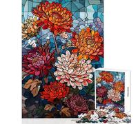 Rompecabezas de 1000 Piezas para Adultos Diseño de crisantemos radiantes Divertido Juego de construcción Juguete Decorativo para Pared Regalar (50x75cm)