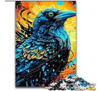 Rompecabezas de 1000 Piezas para Adultos, diseño de Cuervo de Madera, Ideal como decoración artística o Regalo de cumpleaños, 50x75cm, Ideal para cumpleaños, Vacaciones, Navidad y Halloween