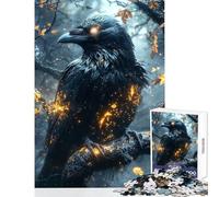 Rompecabezas de 1000 Piezas para Adultos diseño de Cuervo místico con Plumas Brillantes Juego de relajación para Mejorar el Amor en Pareja Tamaño 50x75cm
