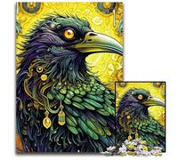 Rompecabezas de 1000 Piezas para Adultos, diseño de Cuervo Verde, Rompecabezas Imposible para Adultos, decoración del hogar, Regalo, Juego de ingenio, 26x38cm/10,23x14,96 Pulgadas