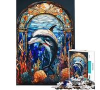 Rompecabezas de 1000 Piezas para Adultos diseño de delfín Juguete Decorativo para Pared difícil único Ideal para cumpleaños y Regalos (tamaño 38x26cm)