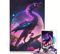 Rompecabezas de 1000 Piezas para Adultos diseño de Dinosaurio de Cuento de Hadas neón Juego práctico Carrera de Velocidad Manual con Piezas de Formas aleatorias Que encajan Perfectamente 50x75cm