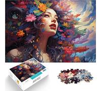 Rompecabezas de 1000 piezas para adultos, diseño de diosa de flores, 19.7 x 29.5 pulgadas, es ideal como regalo para toda la familia