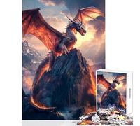 Rompecabezas de 1000 Piezas para Adultos diseño de dragón ardiente en un volcán Ideal para Decorar el hogar Regalo para Mujeres y Hombres Juego de ingenio difícil y desafiante tamaño 50x75cm