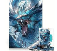 Rompecabezas de 1000 Piezas para Adultos,diseño de dragón Azul acuático con articulaciones afiladas,Juguete para Resolver Problemas,diversión Tranquila,decoración navideña 38x52cm