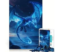 Rompecabezas de 1000 Piezas para Adultos,diseño de dragón Azul,Arte fantástico,Ajuste, Juego para ejercitar la Mente,Regalo Ideal para Relajarse o para divertirse en cumpleaños 38x52cm